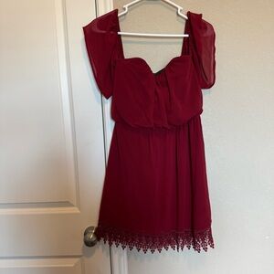 Socialite maroon off the shoulder mini dress